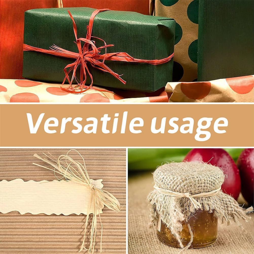 Cabilock 5pcs Natural Raffia Ribbon - Raffia Straw for Florist Bouquets Decoration Crafts Ribbon - Box Filler Flower Wrapping Christmas Birthday
