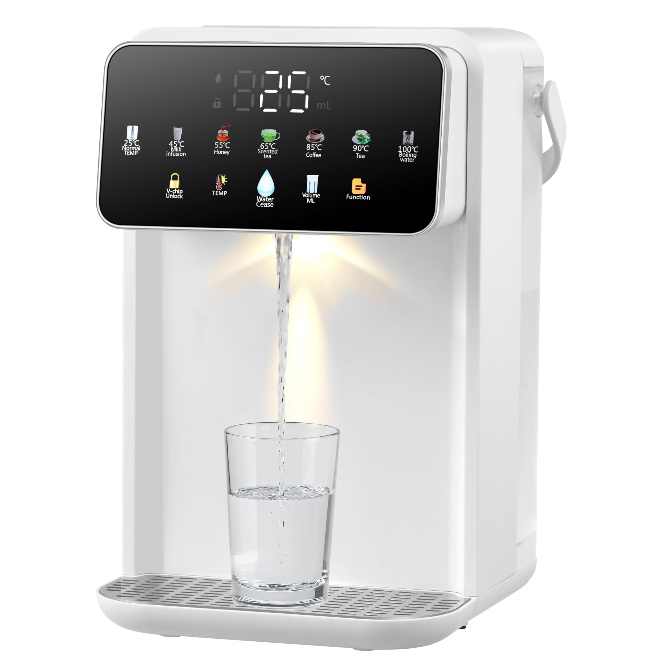 Heißwasserspender 3,5L – 2000W Heißwasserspender mit Touch Display, 7 Temperaturstufen, 8 Wassermengen, Warmhaltefunktion, Kindersicherung für Zuhause und Büro