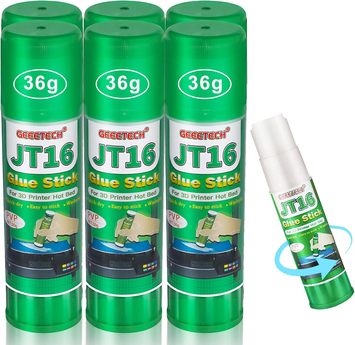 3D Printer Glue Stis, 36 Grs Each PVP Solid Glue Stis for Hot Bed