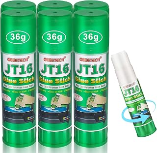 3D Printer Glue Sticks, 36 Grams Each PVP Solid Glue Sticks for Hot Bed Plate, Washable, Non-Toxic, Reduce Warping for PLA, ABS, PETG, Hips, TPU Filament on PEI, Glass, Aluminum, Buildtak Board, 6Pcs