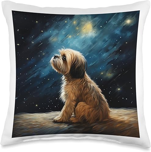 Cute Shih Tzu for Dog Lover Shih Tzu - Almohada para perro con texto en inglés Looking at Space Sky Stars, 16 x 16 pulgadas, multicolor