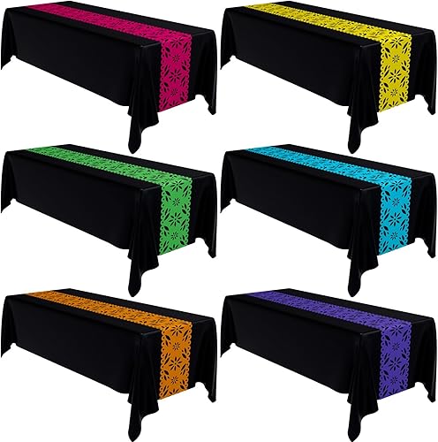 Oudain 6 manteles de fiesta de 108 x 54 pulgadas, manteles de plástico mexicano para mesa de fiesta con serape mexicano, desechables, coloridas