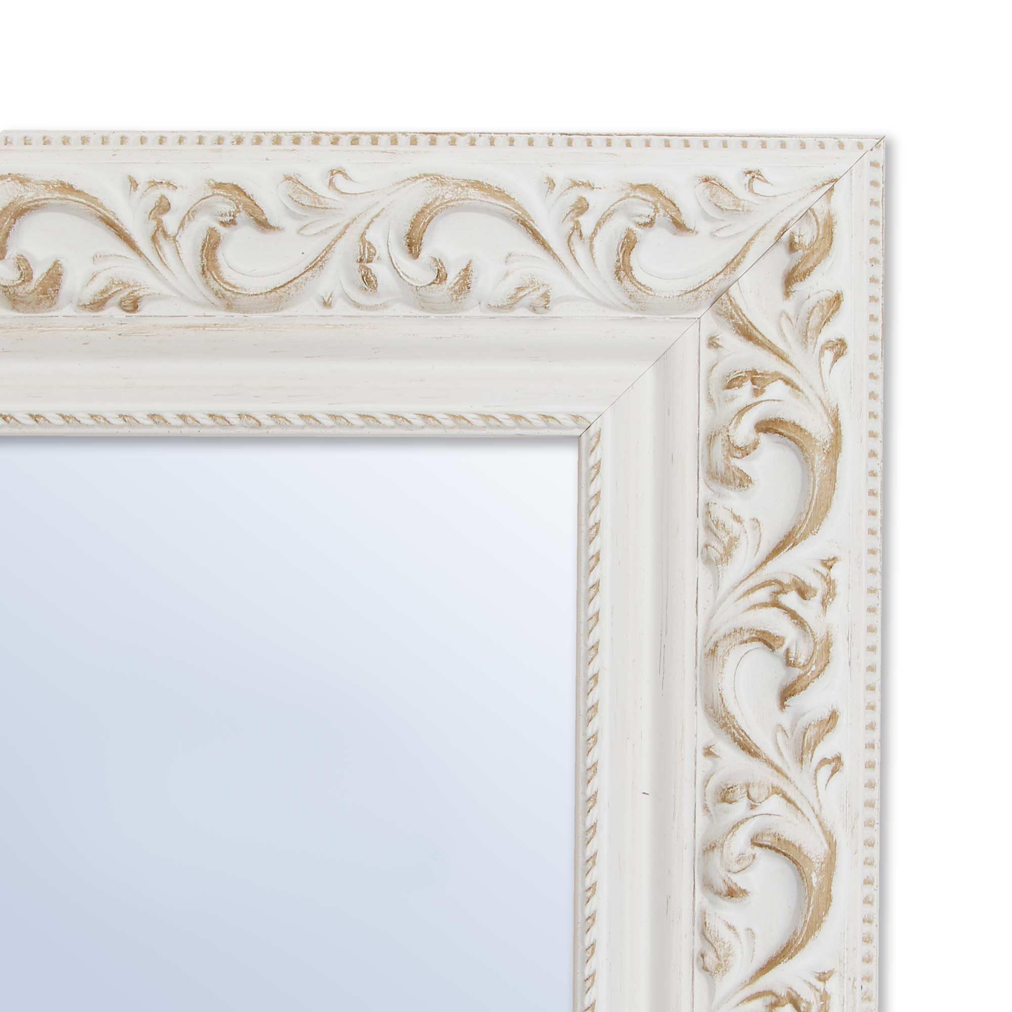 Genérico Espejo de Pared a Medida Personalizada hasta 200cm con Marco Blanco con Relieve de 7cm de Ancho Ref. 2599-29N para Entrada, salón, habitación, baño o despacho. Medida Exterior del Marco
