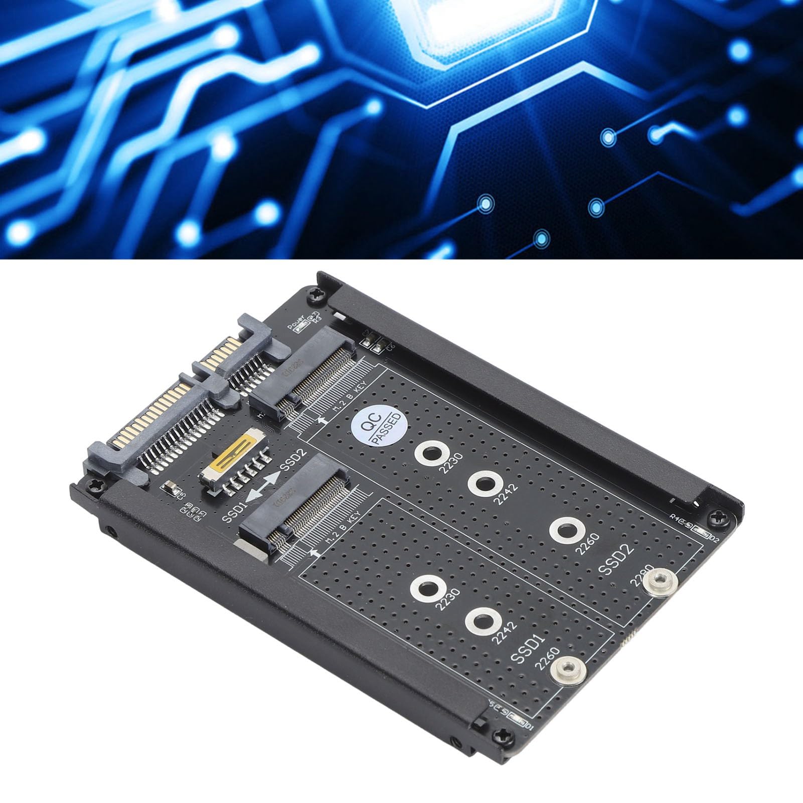 POCREATION M.2 SSD to 2.5inch Adapter, Reliable Card, 6Gbps Speed, for Laptop Desktop, Support Key B M, Made of PCB, Iron