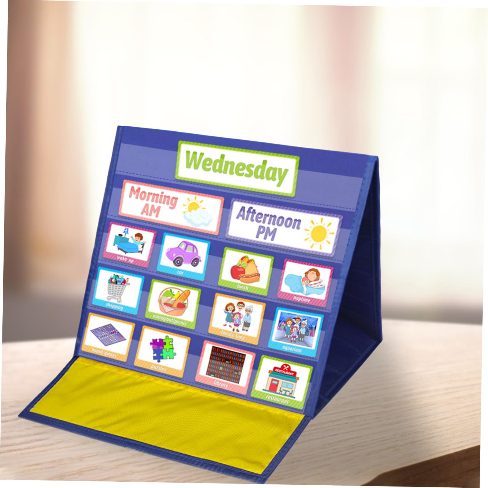 LAPYAPPE Cuadro de Rutina Diaria para Niños Pequeños Azul Visual y Práctico Calendario Escolar para Colgar Pared Horario Semanal para Uso en Hogar y Escuela