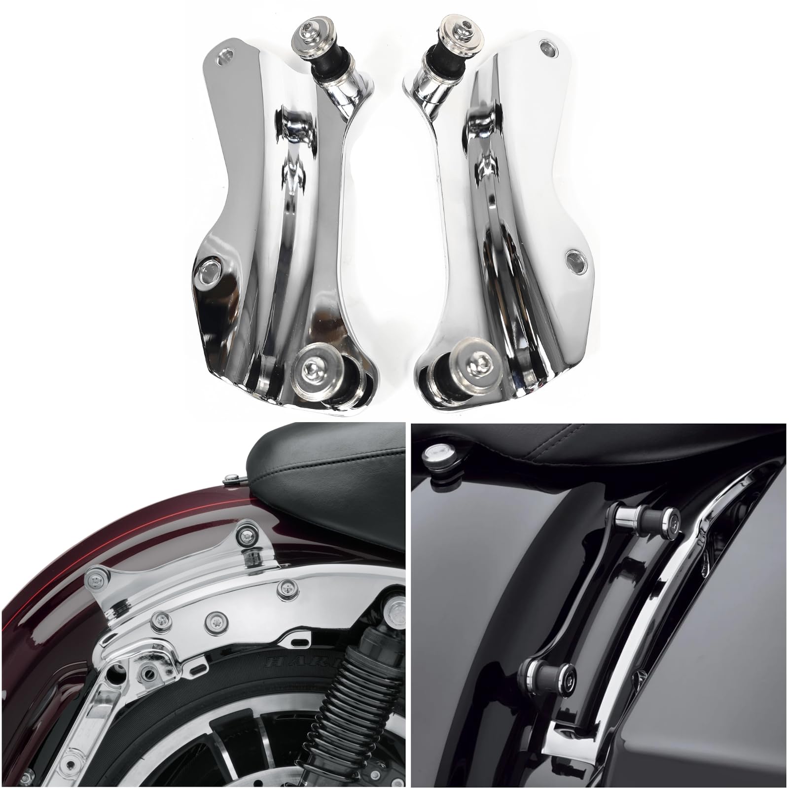 FjpacemtChrome Detachable 4-Point Docking Hardware Kits Compatible for Harley Touring Models 2014-2023 Road King Ultra CVO Limited Street Glide Road Glide Electra Glide