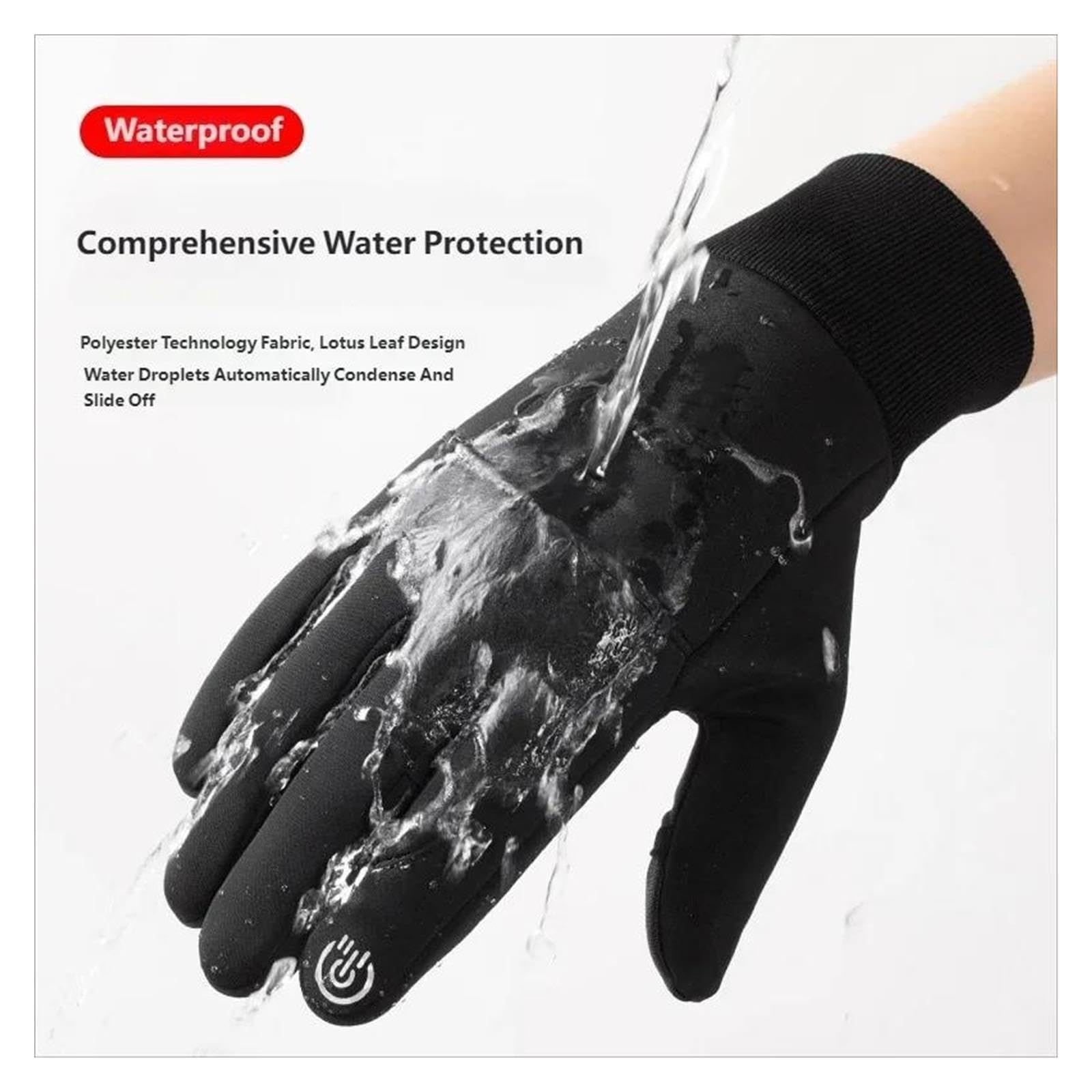 Genérico Winter-Fahrradhandschuhe, Vollfinger-Thermo-Touchscreen