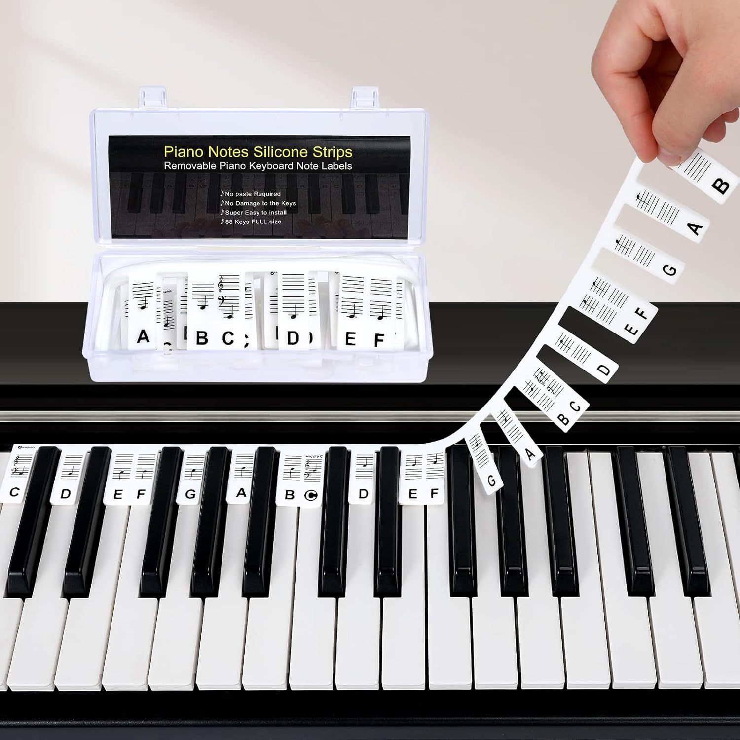 Removable Piano Keyboard Note Labels For 88 Keys No Paste