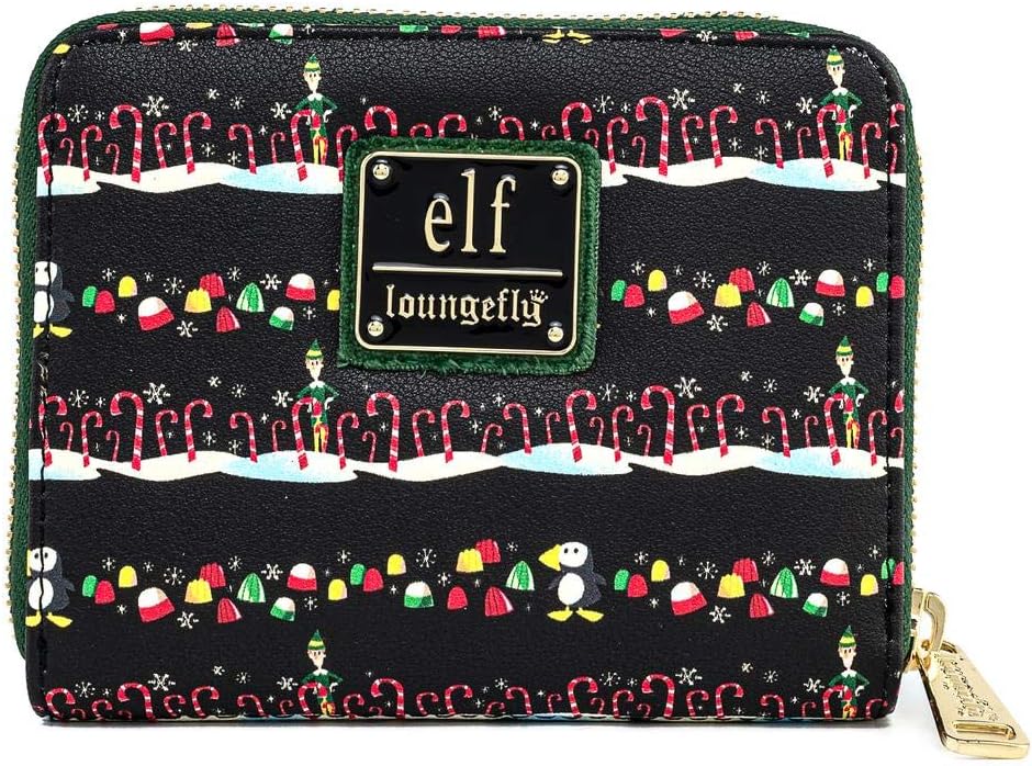 Loungefly x Elf Buddy Candy Cane Forest Allover Print Zip-Around Wallet Multicoloured