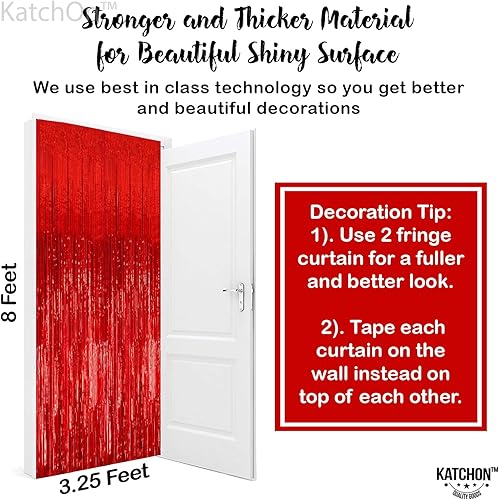 Vista 11 de KatchOn - Telón de fondo de flecos naranja extra grande de 6.4 x 8 pies, paquete de 2 Decoraciones de cumpleaños naranja Telón de fondo