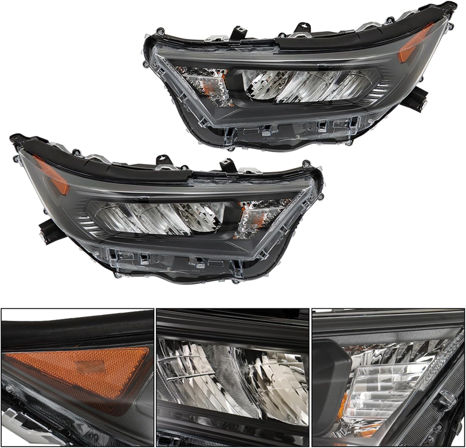 labwork Headlight Assembly Replacement for RAV4 LE XLE 2019-2021 Black Headlights Set Driver ＆ Passenger Side LH+RH 811100R150, 811500R150