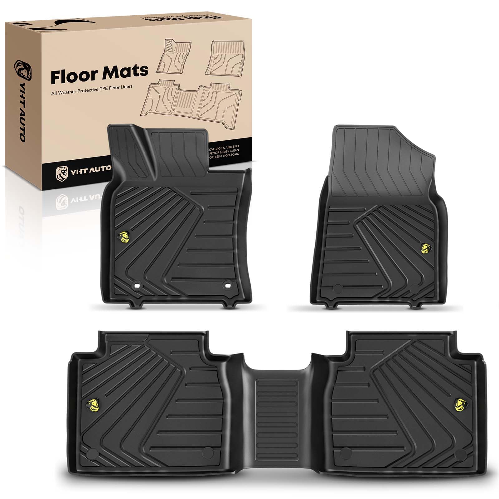YHTAUTO All Weather Automotive Car Floor Mats Replacement for Lexus ES250 2021-2023, ES300h & ES350 2019-2022, Custom Fit TPE Car Floor Liners, Front & Back Seat, Set of 3
