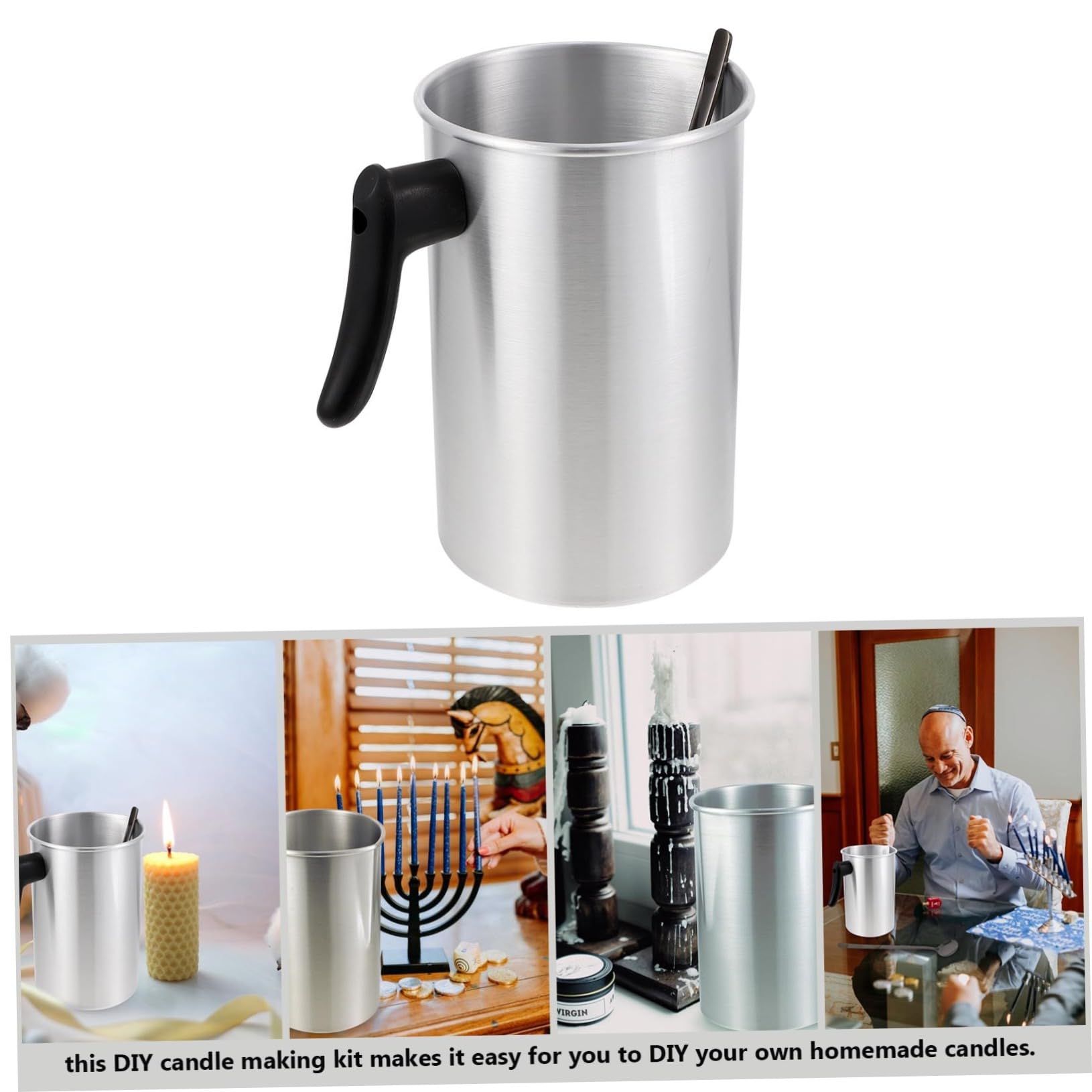 Operitacx Juego de Fabricación de Velas Diy, Crisol de Cera de Acero Inoxidable 3 L, Fácil de Usar para Principiantes y Profesionales en Fiestas y Cumpleaños Color Aleatorio