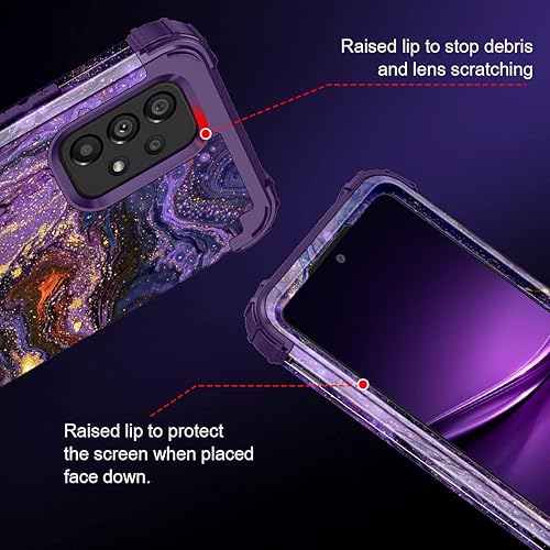 Miniatura 3 de Miqala Funda para Galaxy A53 5G, brilla en la oscuridad, tres capas de plástico duro a prueba de golpes y goma de silicona con 2 protectores de
