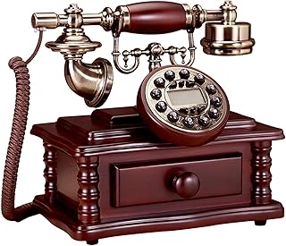 Teléfono Retro, teléfono con Cable Vintage, teléfono Fijo Retro clásico, Estilo Antiguo, teléfono de Oficina en casa (Doble Tono de Llamada, marrón) (Color : Brown, Size : Double Ringtone)