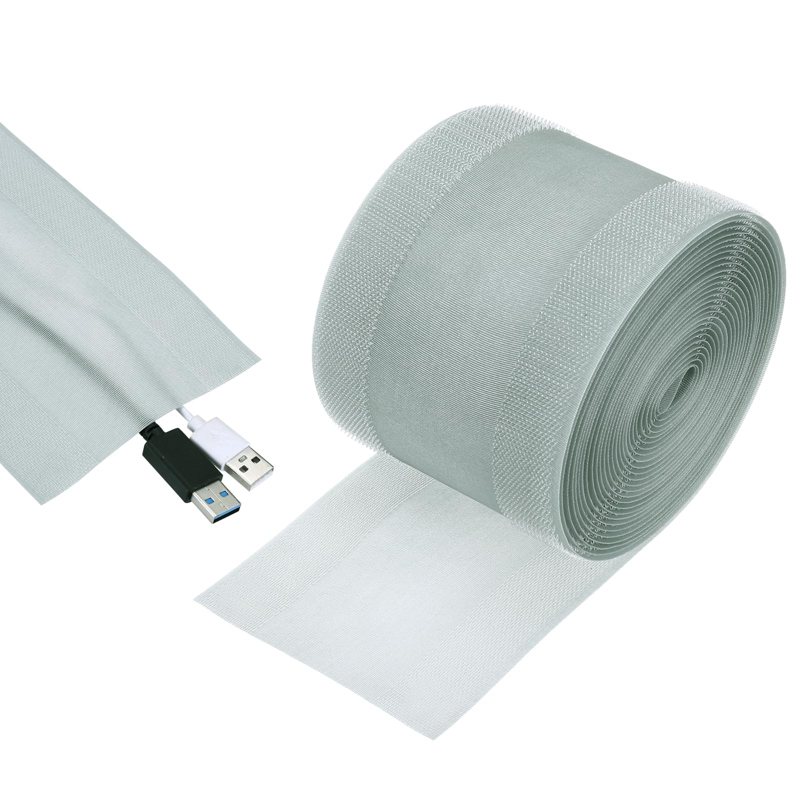 sourcing map Carpet Cord Cover, 5m Floor Cover Cord Strip Wire Protector Cable Management for Office Home, Gray