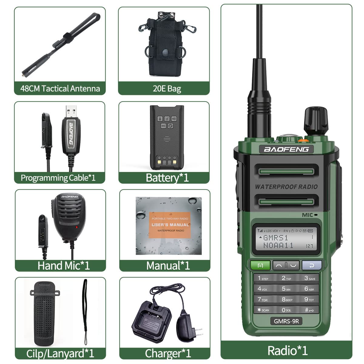 Buy GMRS Radio Baofeng GMRS9R 5W Rechargeable Two Way Radio for Adults