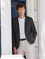 Vista 2 de COOFANDY Blazer casual de lino para hombre, ligero, ajuste regular, chaqueta deportiva de traje con un botón