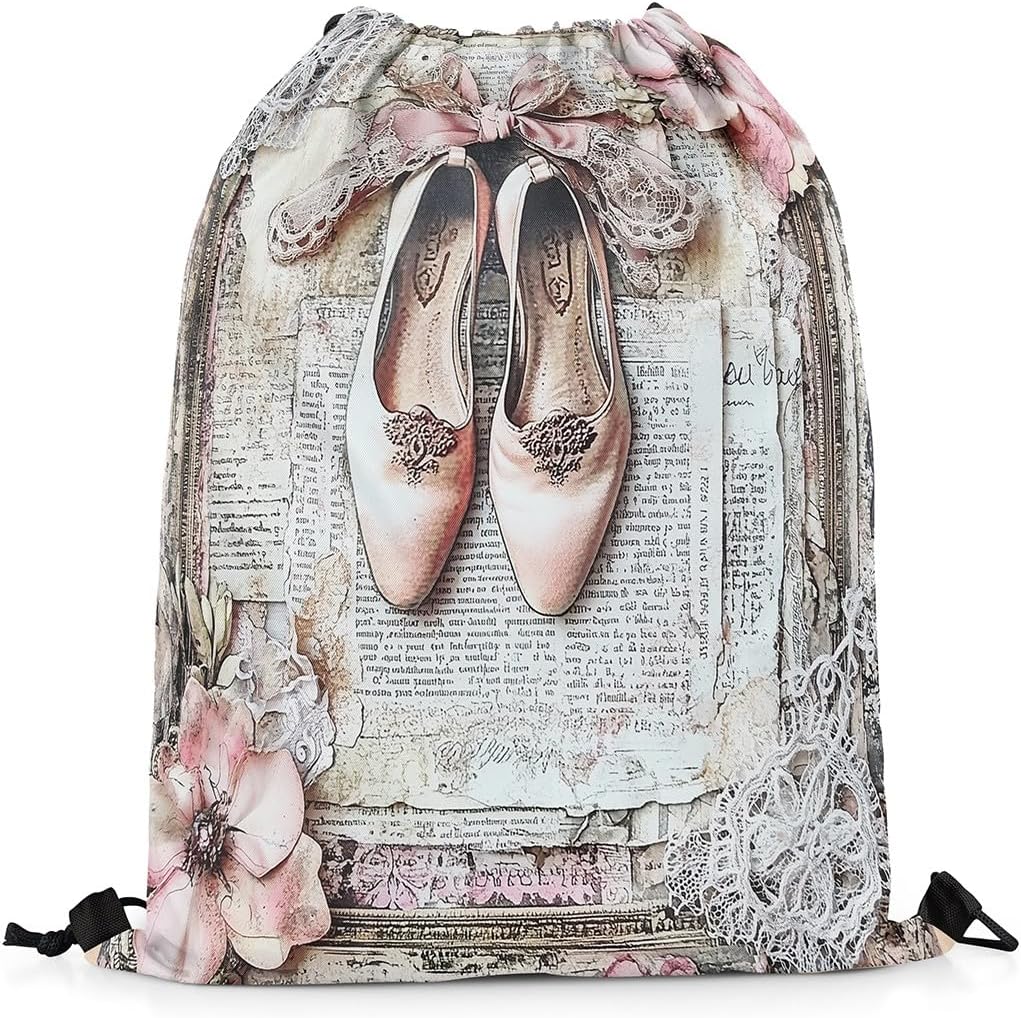 Castle Silhouette Drawstring Backpack Bags,Dreamy Colorful Gradient Gym String Sackpack Bag,Princess Fairy Tale Waterproof Cinch Bag 13"x16"