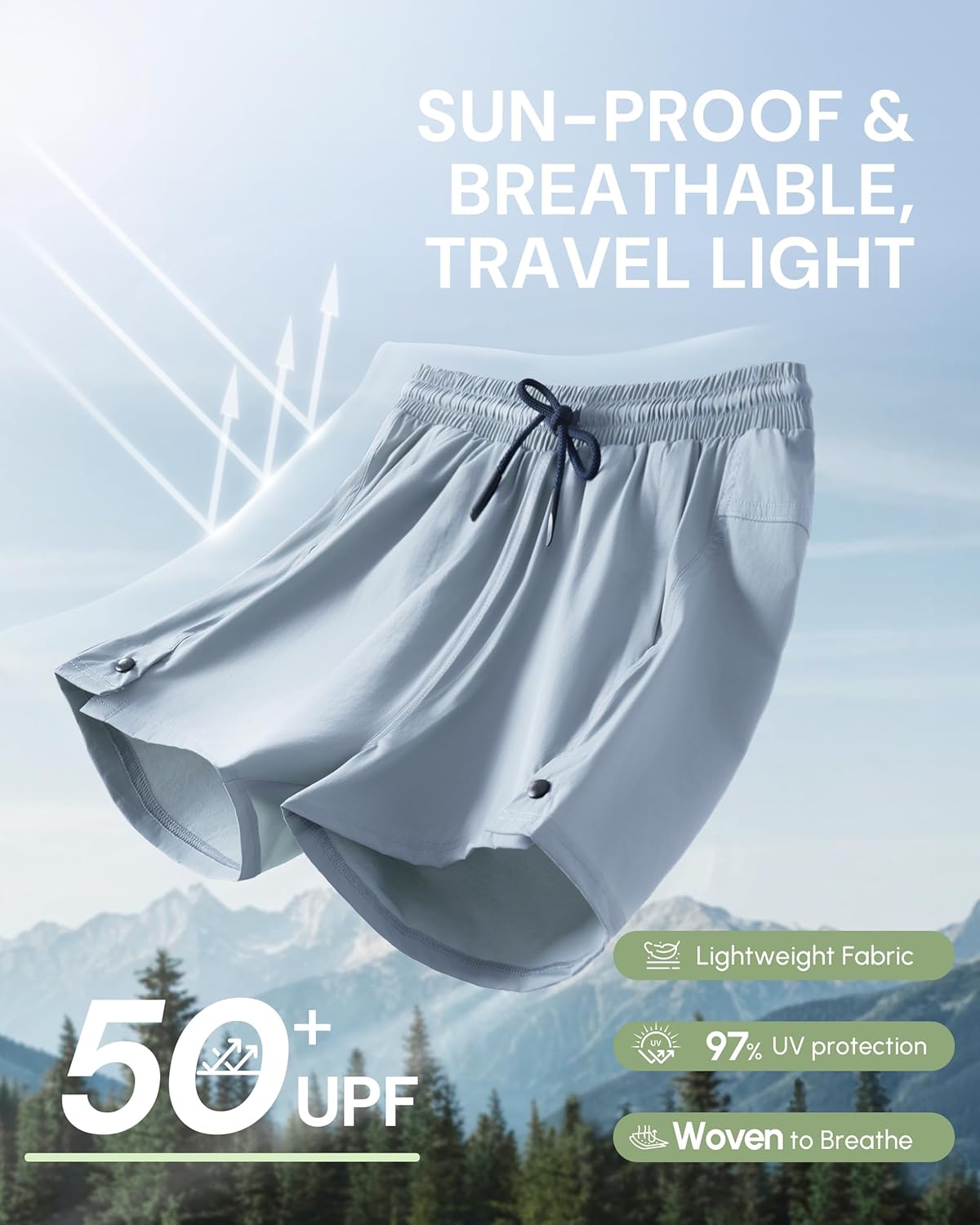 AFITNE Women's Hiking Shorts, Quick Dry Lightweight Summer Shorts for Golf Travel, 4"/ 7" Curvy-Fit with Zipper Pockets