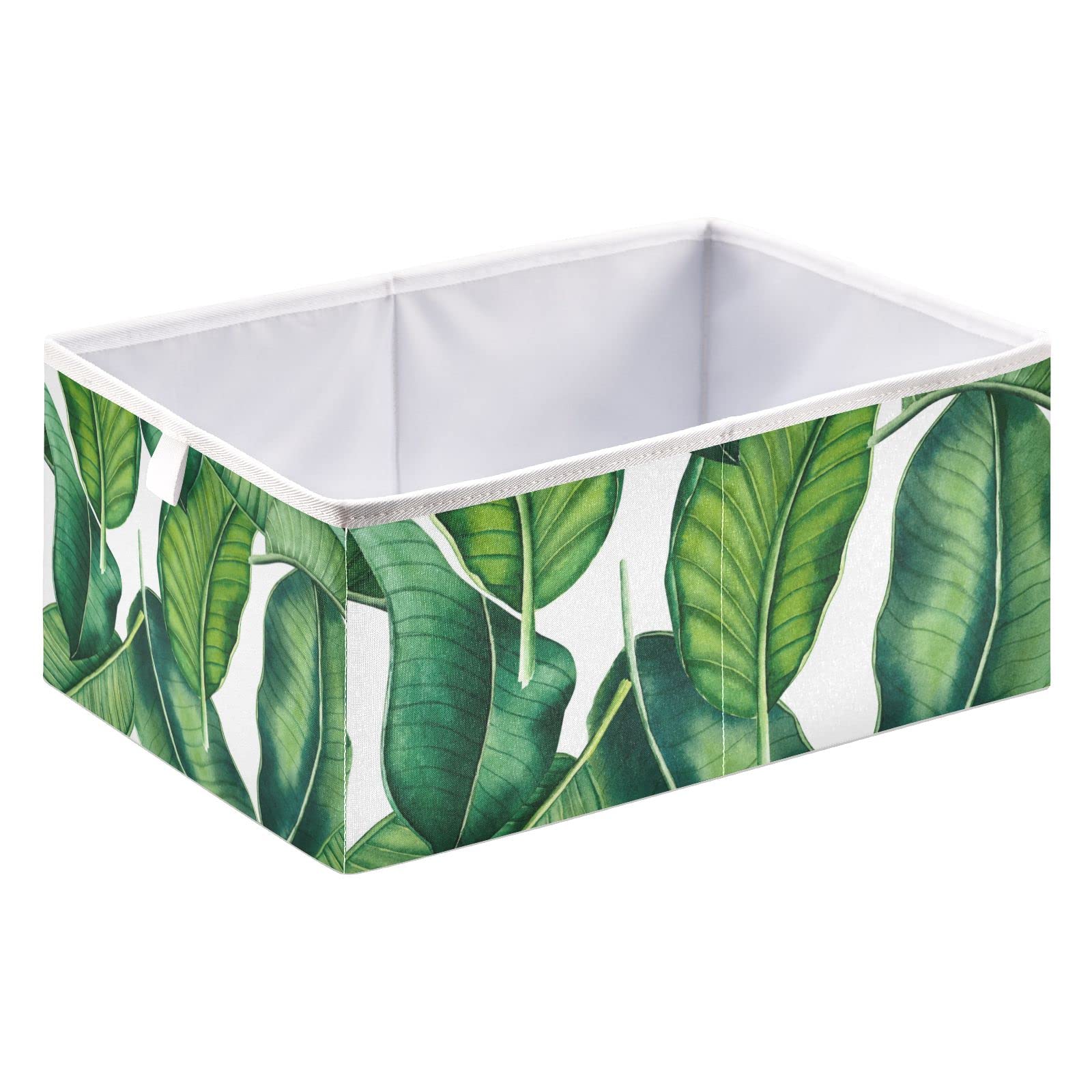 Closet Organizer Bins, Foldable Rectangle Storage Baskets for Organizing, Collapsible Storage Bins for Organizing Toys, Books, Shelves, Closet, Hand Painted Watercolor Botanical Leaves