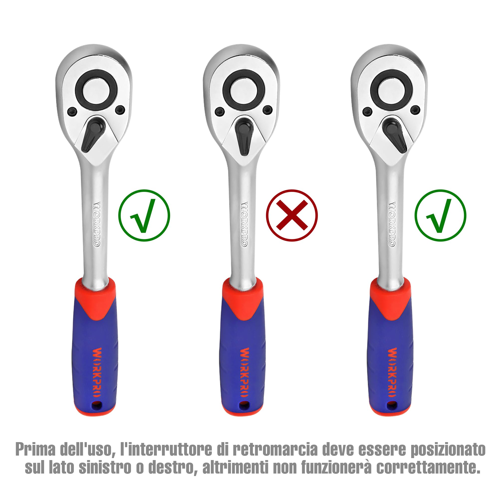 WORKPRO Set di Chiavi a Bussola con Cricchetto 1/4''+ 1/2'' 108 Pezzi, Custodia Portatile, Maniglia Girevole, Barra di Prolunga, Kit di Attrezzi Meccanici per Auto