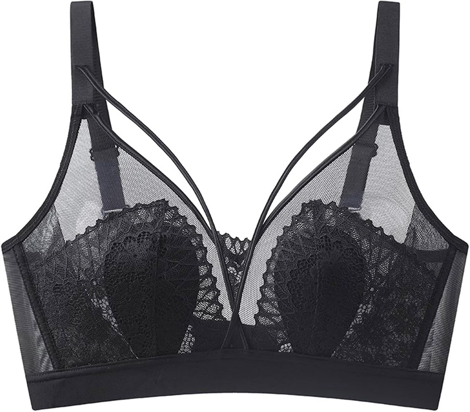 Lace Bralettes for Women, Deep V Plunge Bra Comfortable Convertible Strap Wire Free Criss Cross Back Bralette