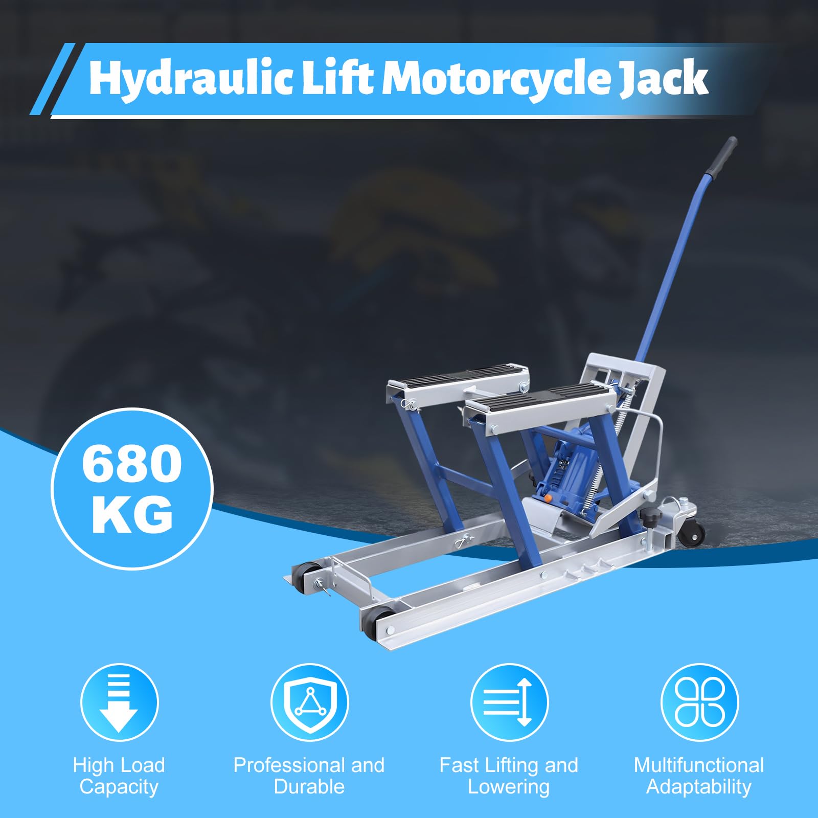 Soporte Reparación Moto Elevador Moto 680 Kg Rojo - Hidráulico Plegable,  Altura 11.5-37.5cm | Reparación Motocicletas ATV Elevador Hidráulico  KEESUNG 680 Kg, image size:1600x1600