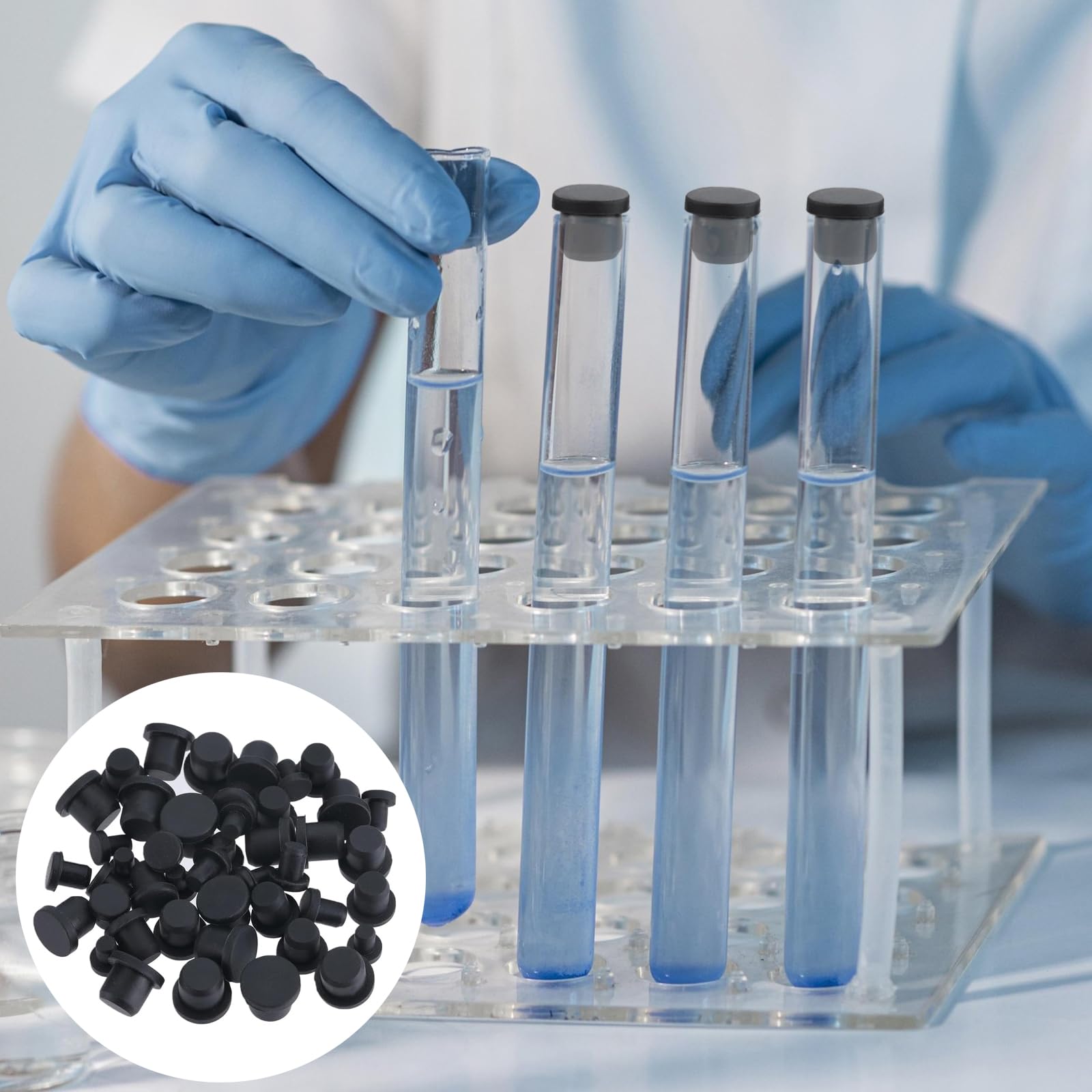 50 Tappi in gomma in silicone, 5 Misure Tappo per Fori, Nero Rotondo in Gomma Impermeabile Coperture per Fori per Bottoni Tappo Flessibile Morbido Adatto per fori con diametro interno di 4-9,5 mm