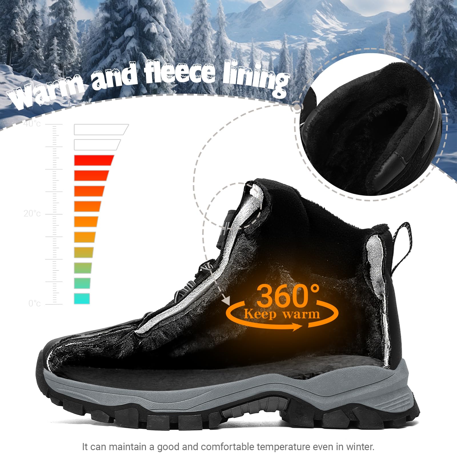 ASHION Chaussures de randonnée garçon Antidérapant Chaussures de Trekking Enfants Bottes de Neige