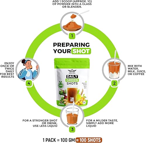 Miniatura 3 de Daily Green Shots  100 Porciones de Superalimento en Polvo con Pasto de Trigo, Matcha, Remolacha, Ashwagandha, Cúrcuma y Prebióticos  Apoyo para