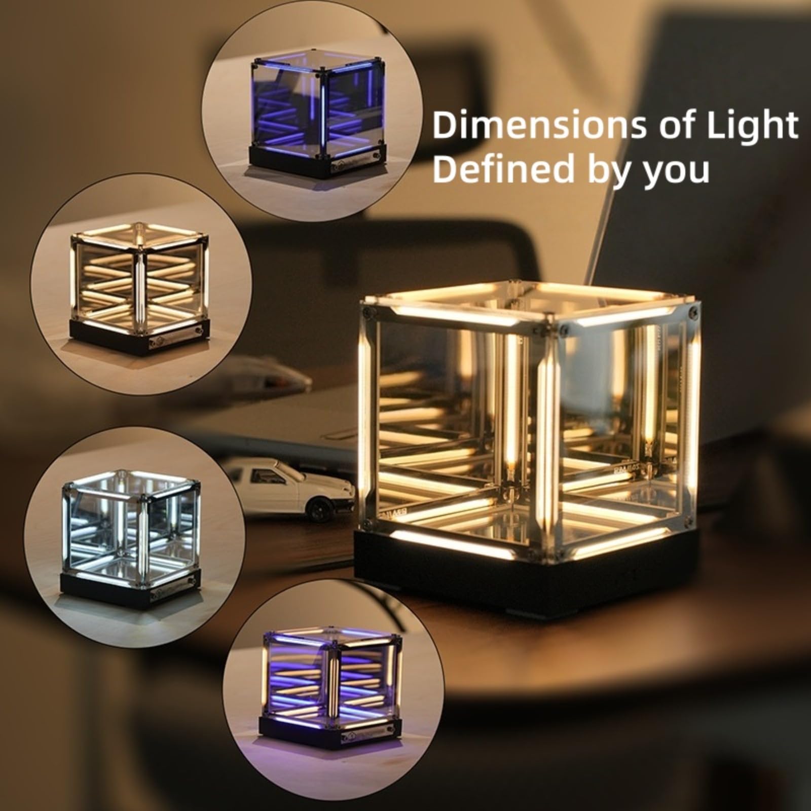 Lampada Infinity Mirror 4D Cubo Abyss Luce Notturna LED, Ricaricabile USB-C con Controllo Touch Dimmerabile, Luce Atmosfera da Scrivania Futuristica per Gaming Room Camera da Letto Comodino Regalo Gam
