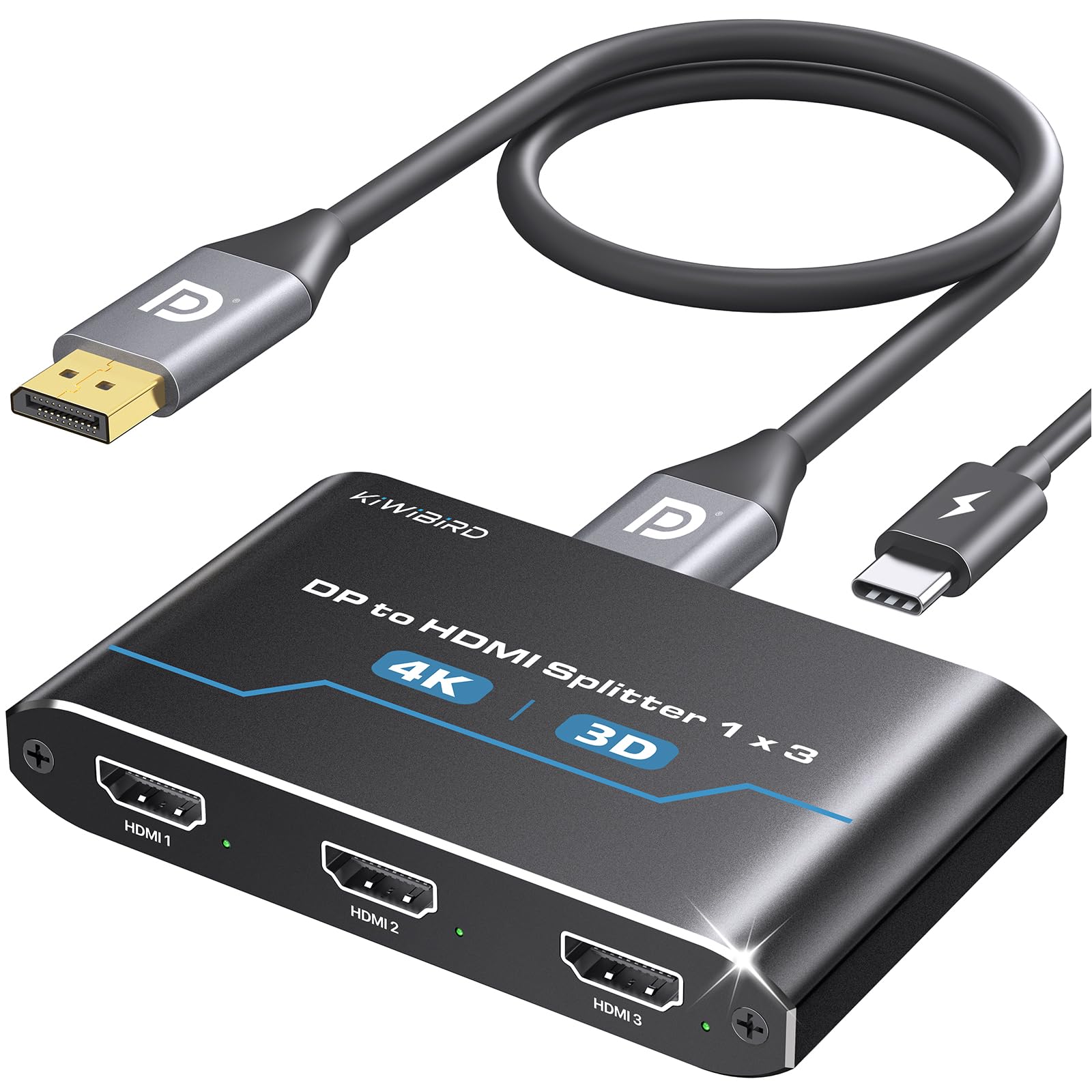 KiwiBird Splitter DisplayPort a HDMI 1 in 3 out schermo esteso 4K@60Hz