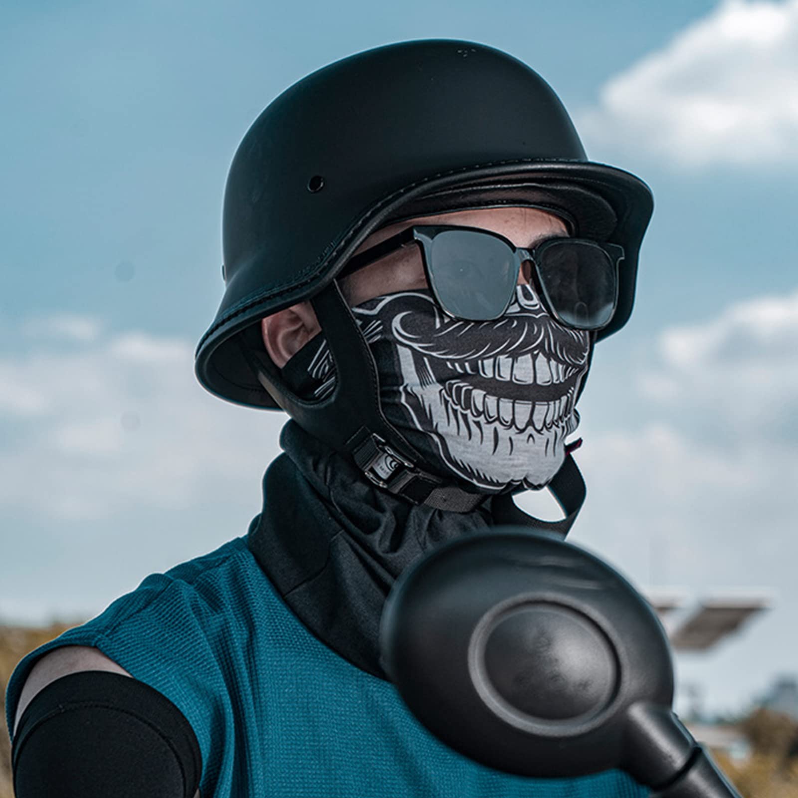 bucket style motorcycle helmet 13 1/2 Skull - Superior Vintage White Motorcycle Helmet Bucket hat Style