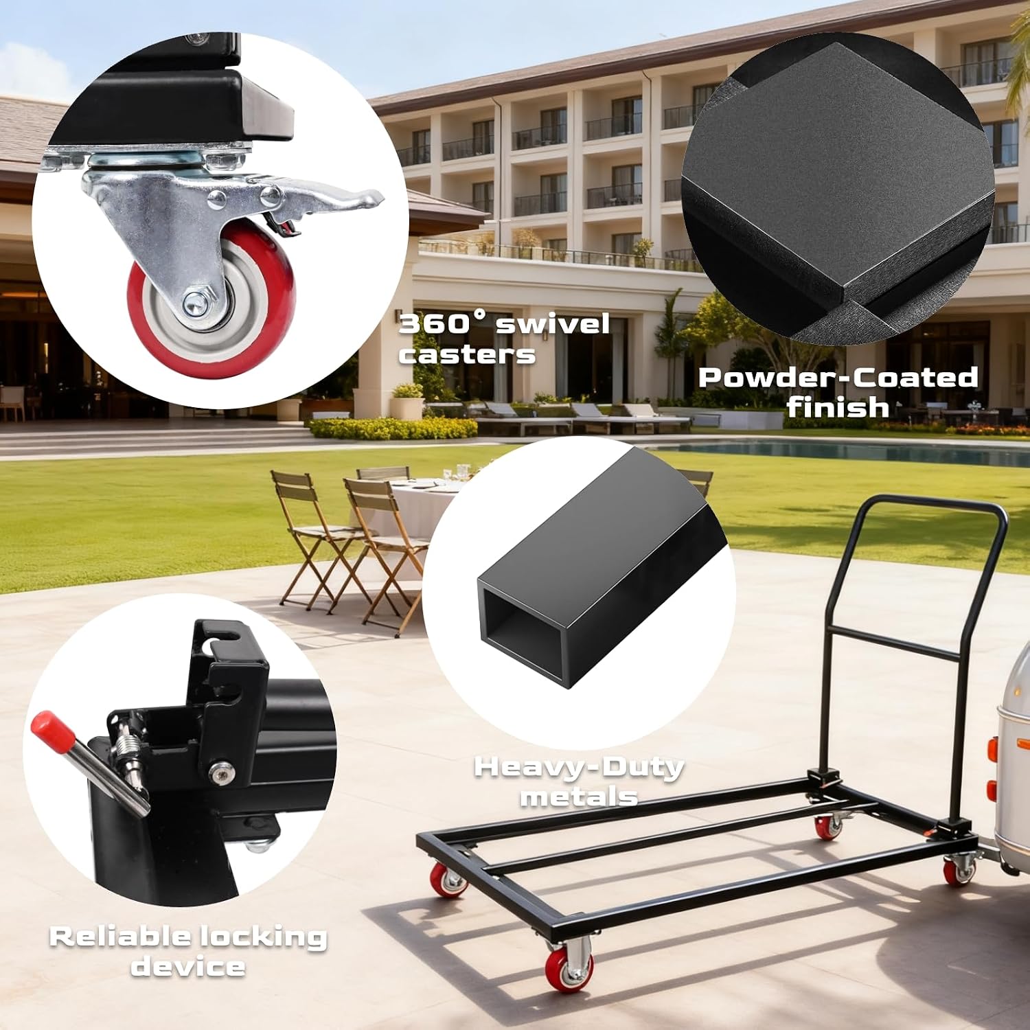 Folding Chair Dolly Hold Up to 1500LBS, Thickened Heavy-Duty Steel L-Shaped Cart, Used at Party Events and Rental Furniture Events to Store and Transport Plastic, Wood and Resin Chairs