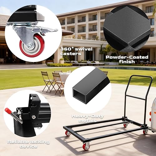 Miniatura 4 de Silla plegable con capacidad para hasta 1500 libras, carrito grueso en forma de L de acero resistente, utilizado en eventos de fiestas y eventos de