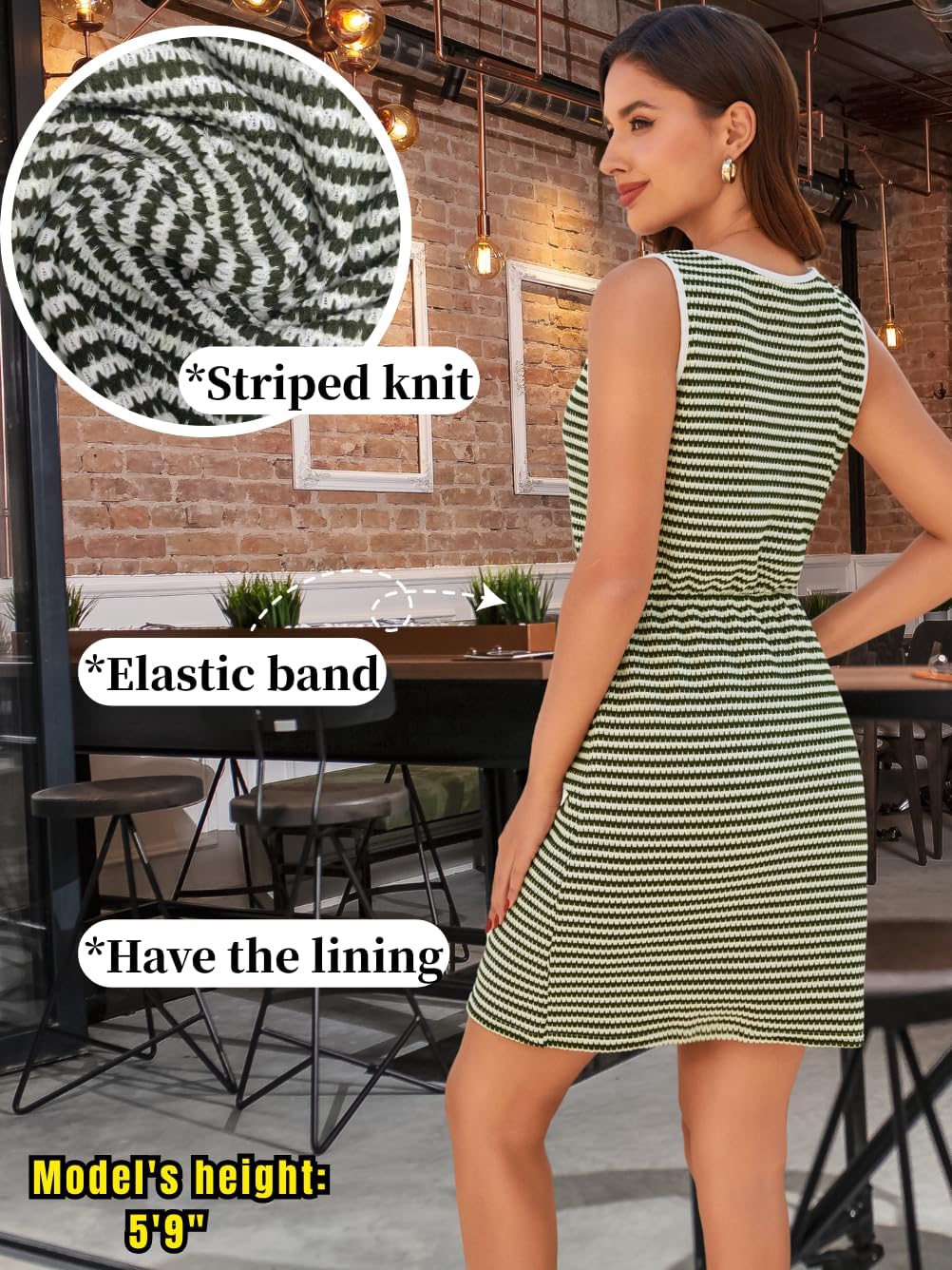 Striped Knit Dress,Casual High Waisted Short Tank Dresses for Women,Summer Beach Resort Vacation Outfits - Image 4