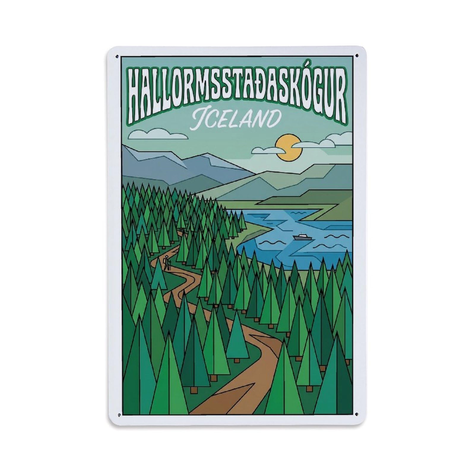 Gead 8X12inch Style Vintage Travel Hallormsstadaskogur Iceland Metal Tin Sign