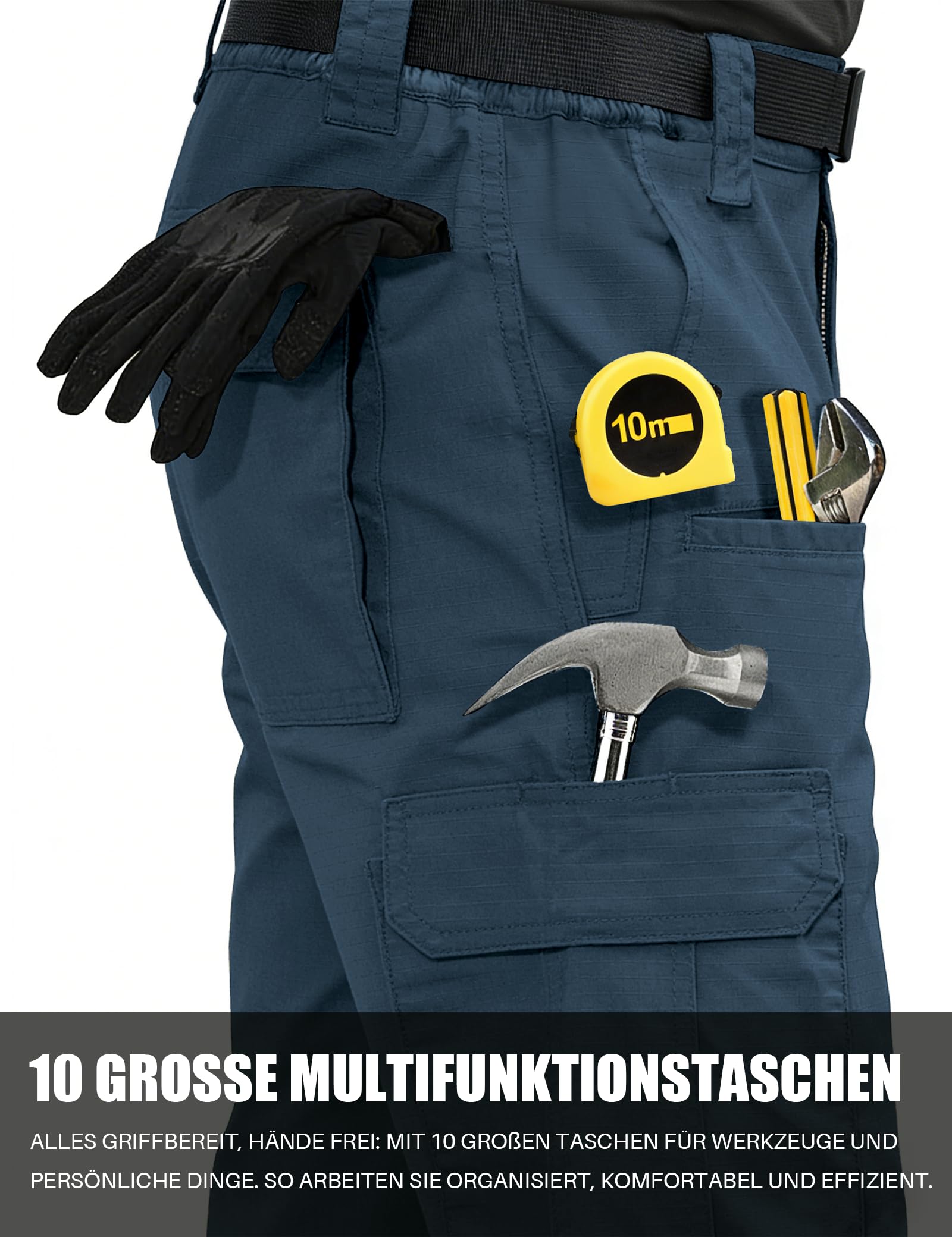 MOURCE Pantalones de senderismo para hombre, resistentes al agua, antidesgarros, elásticos, pantalones cargo para hombre, ligeros para exteriores (sin cinturón)