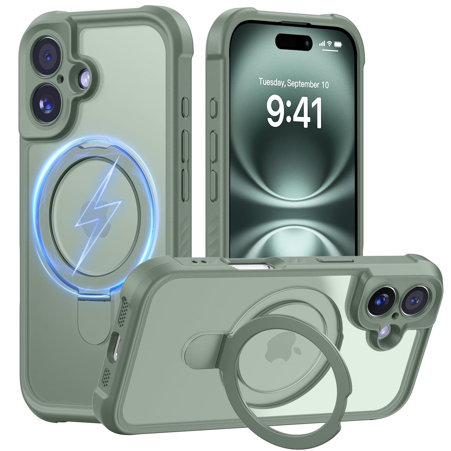 MOCCA Magnetic for iPhone 16 Case with Stand,Calke Green