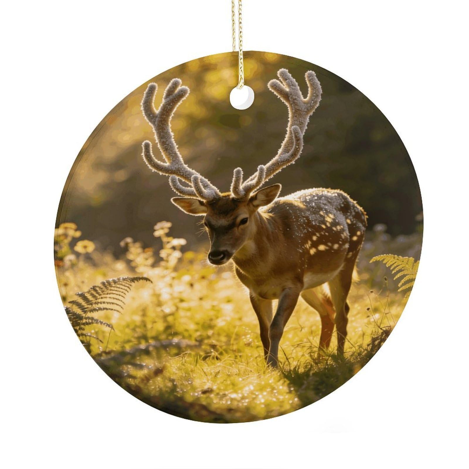 Fodpand Women's Style Graceful Deer With Antlers In Nature Ceramic Christmas Ornament,Wall Hanging Decor Windows Hanging Decor Best Friend Birthday Gifts, Friendship Gifts Car Hanging Ornament Gift For Girls, Teache