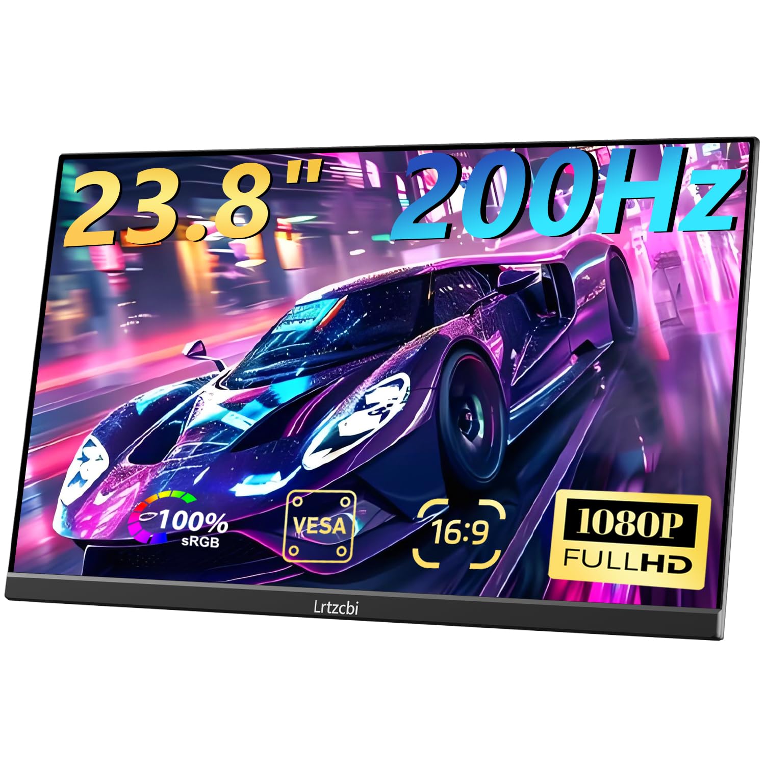 Photo 1 of Lrtzcbi 23.8" Large Portable Monitor 200Hz FHD 1080P IPS Freesync External Computer Display with USB C HDMI, Built in Speakers and Stand Portable Gaming Monitor for Laptop Phone PC Mac PS4 Xbox