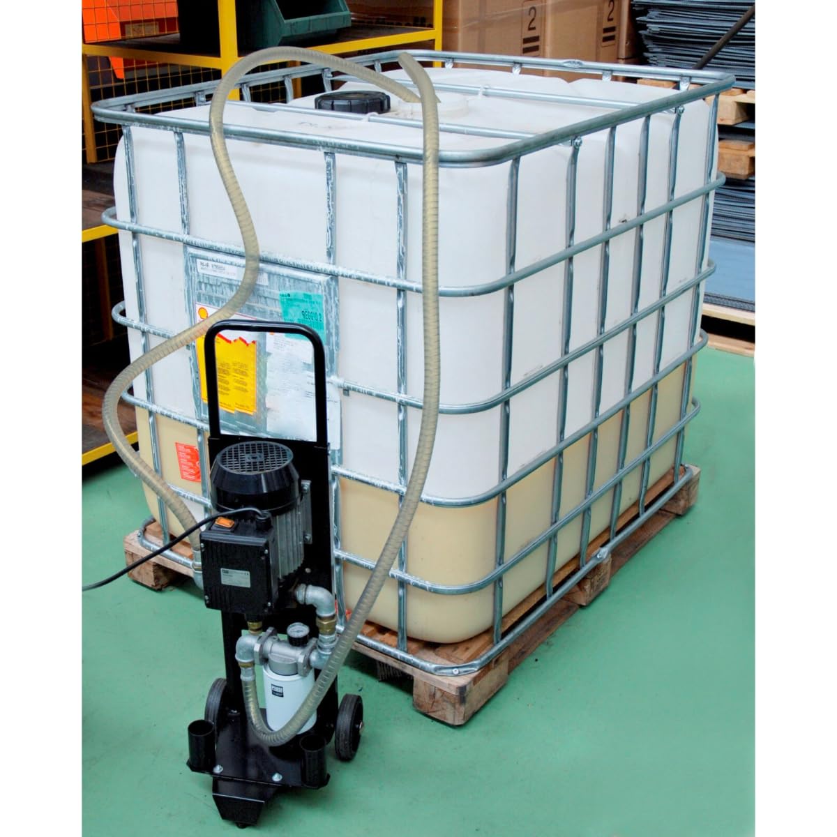 PIUSI Mobile Filtrationseinheit für Hydrauliköl/viskose Flüssigkeiten, Durchflussrate 25 l/min, 10-Mikron-Filter, 230V/50Hz, Komplett mit Schläuchen, Rädern und Düse | Depuroil 00050300A