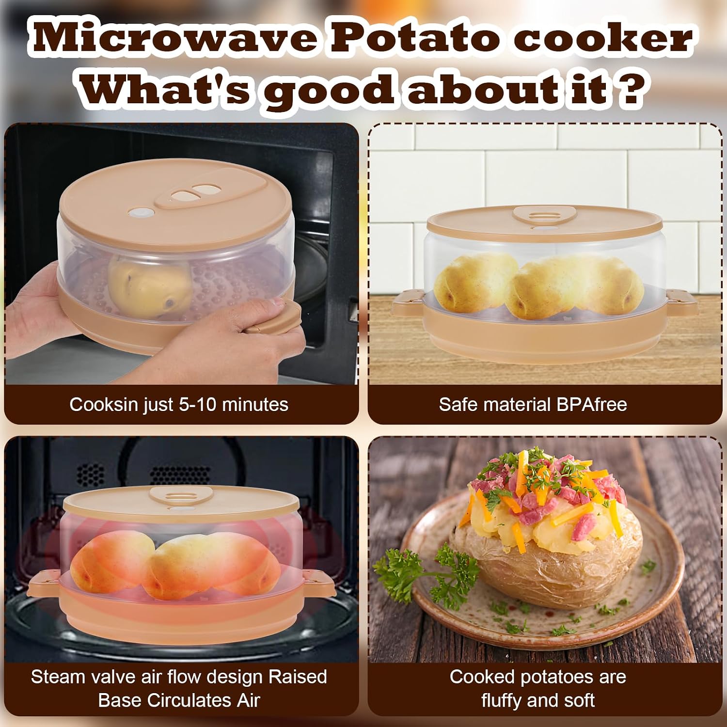 Microwave Baked Potato Cooker As Seen On Tv Cooks In Minutes Tender & Fluffy,baking Potato Cooker For Microwave Oven,Twice Baked Potatoes Steamer,Microwave Baked Potato Bag Upgrade BPA-free