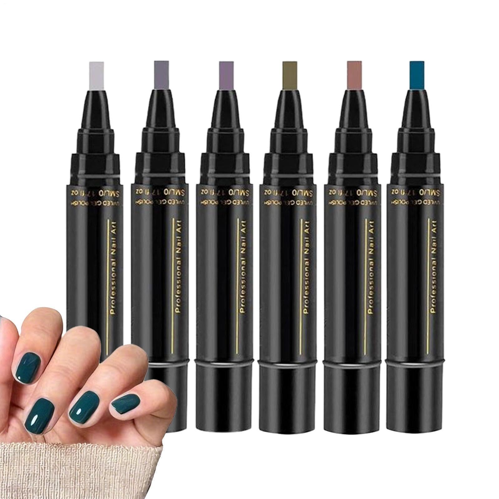 Penne Per Unghie Ad Asciugatura Rapida - Strumenti Per Manicure A Lunga Durata Da 6 Pezzi | Pennarelli Per Vernice Gel, Punta Fine 0,7 Mm, Impermeabili, Senza Lampada UV, Bambini, Donne, Adolescenti,