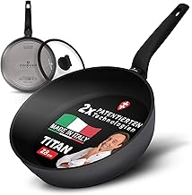 ZWIEGER Deep Pan with Lid 28 cm - Titanium Sauté Pan 28 cm High Rim, Stainless Steel Base, Suitable for All Hobs (including Induction) - Non-Stick, PFOA & PFOS Free, Dishwasher Safe