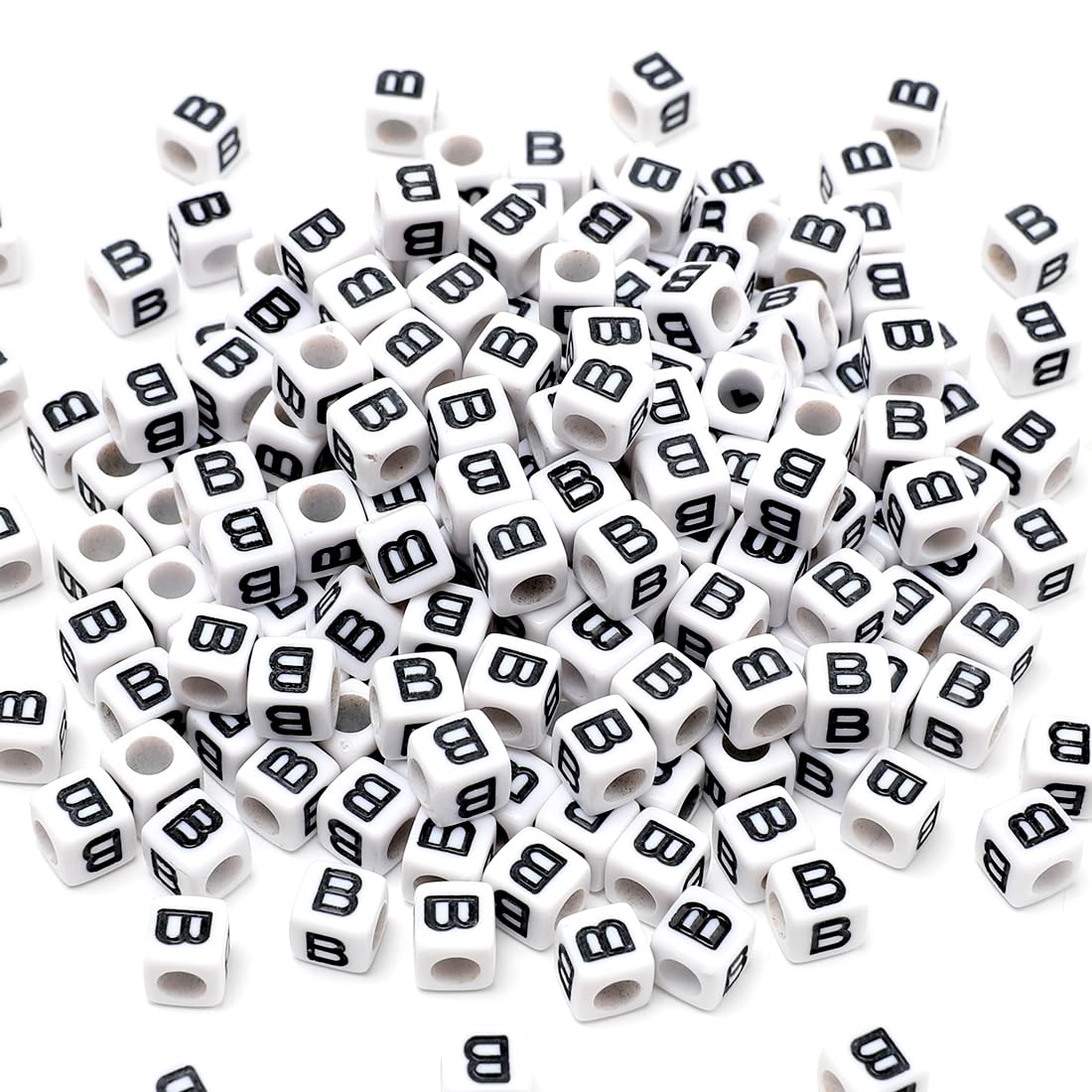 Eppingwin 400 PCS Acrylic Letter Beads, 66 mm Square, Alphabet for Bracelets (Letter B)