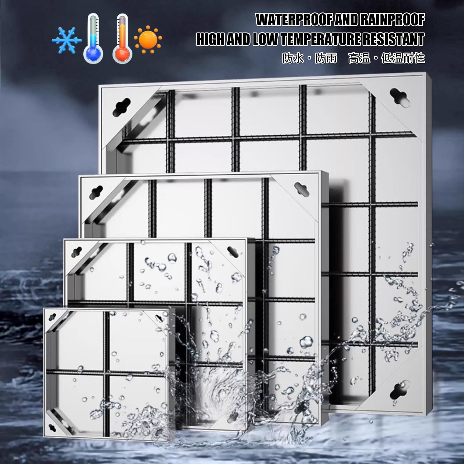 Coperchio per pozzetto di ispezione Invisibile in Acciaio Inox Personalizzabile, Resistente alle intemperie, Quadrato, per pozzetto di ispezione fognaria, Ideale per patii, giardin