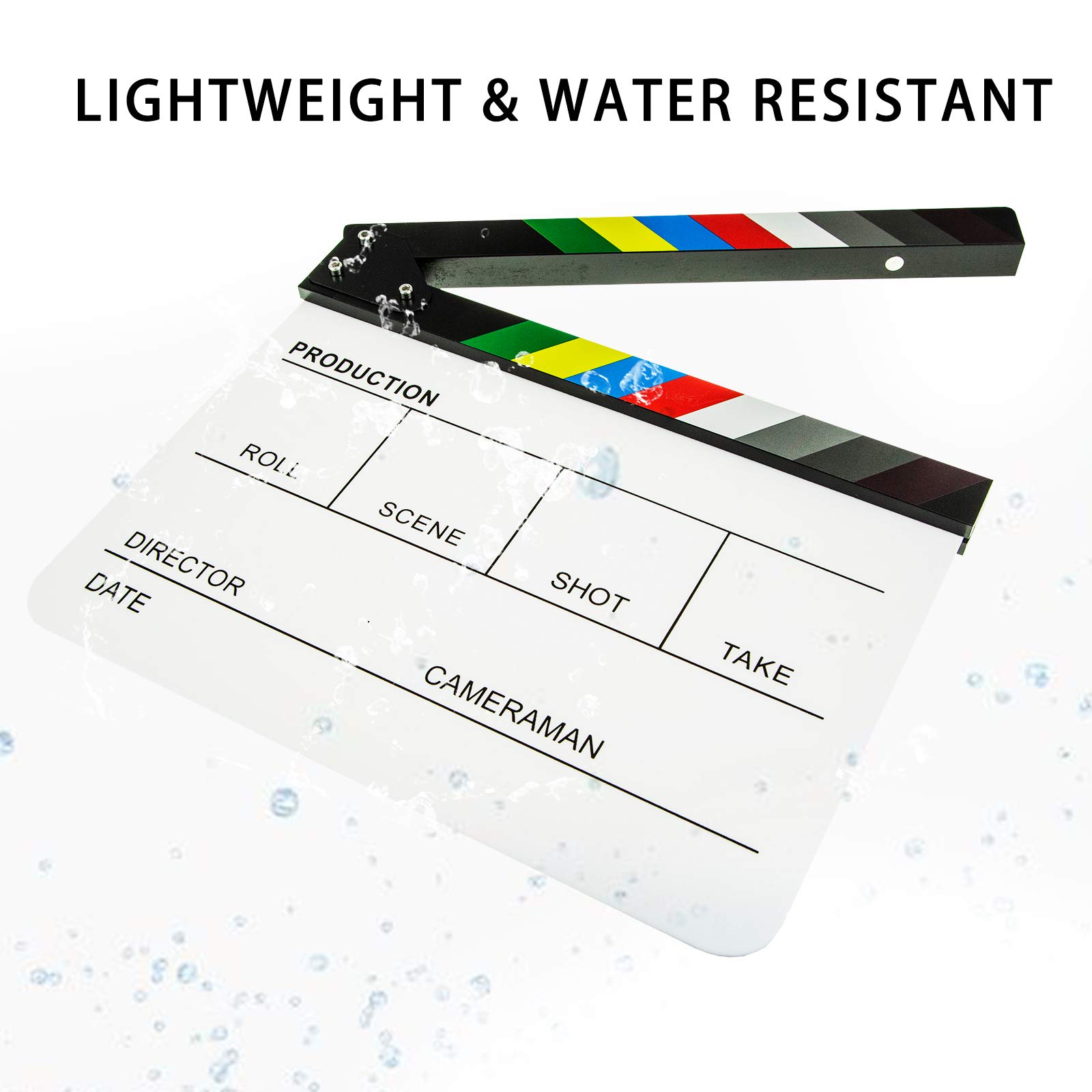 Tablero de plástico acrílico, Tablero de película de Director de 12x10 Pulgadas para películas, Videos, programas de televisión, Blanco