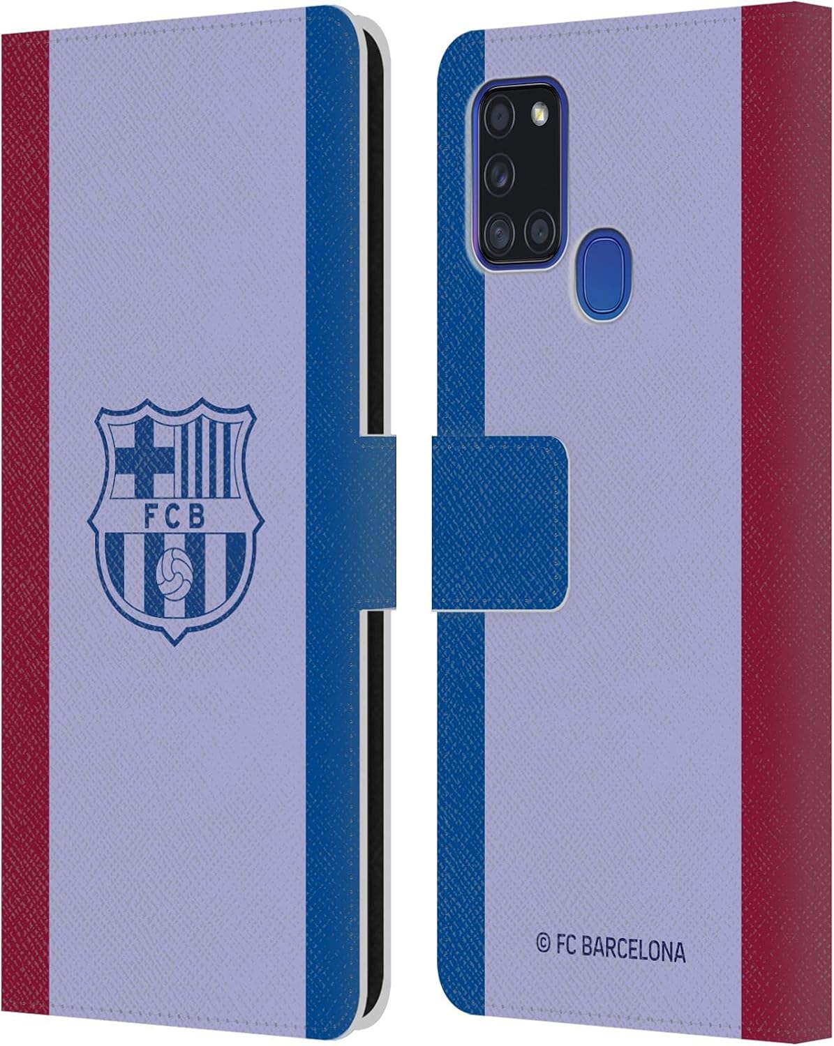 Head Case Designs Officially Licensed FC Barcelona Away 2021/22 Crest KIT Leather Wallet Case Compatible with Samsung Galaxy A21s (2020)